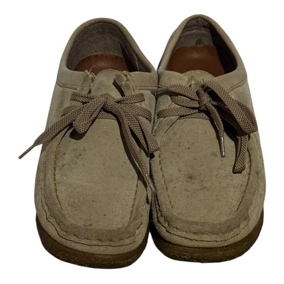 Clarks Originals Wallabee Style Moc Toe Beige Suede Womens Size 7.5 Casual Shoes - Picture 3 of 9
